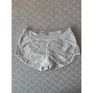 Lululemon Speed Up Shorts Womens Size 10 White Quick Dry Running Athletic Logo‎